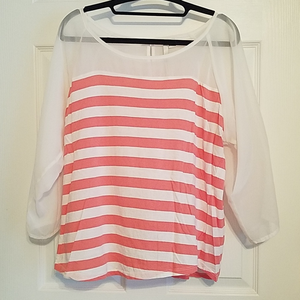 Striped Top with Sheer Details